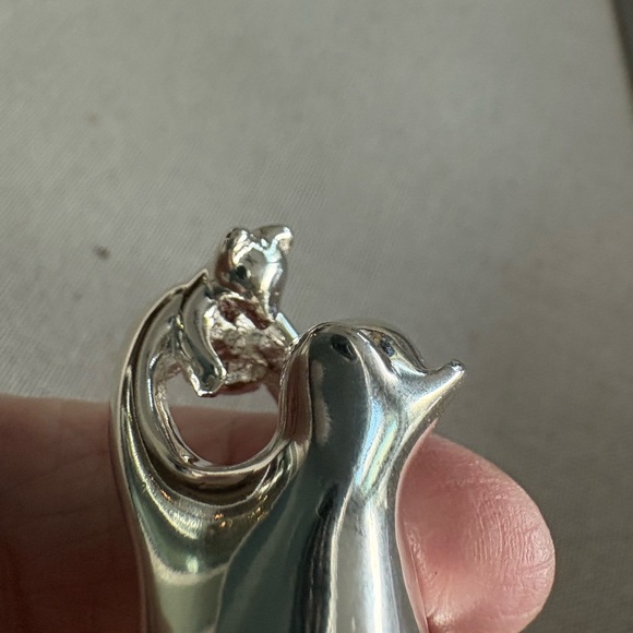 Silver Tone Mother and Baby Polar Bear Pendant - Picture 7 of 9